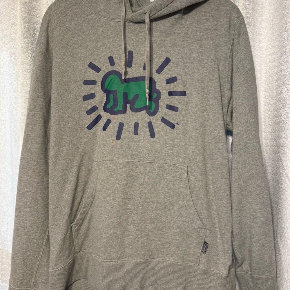Men’s Keith Haring Gray Hoodie with Artistic Front